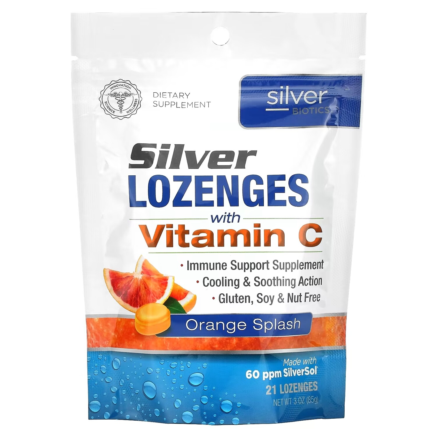 

American Biotech Labs Silver Biotics апельсиновый всплеск, 21 леденец