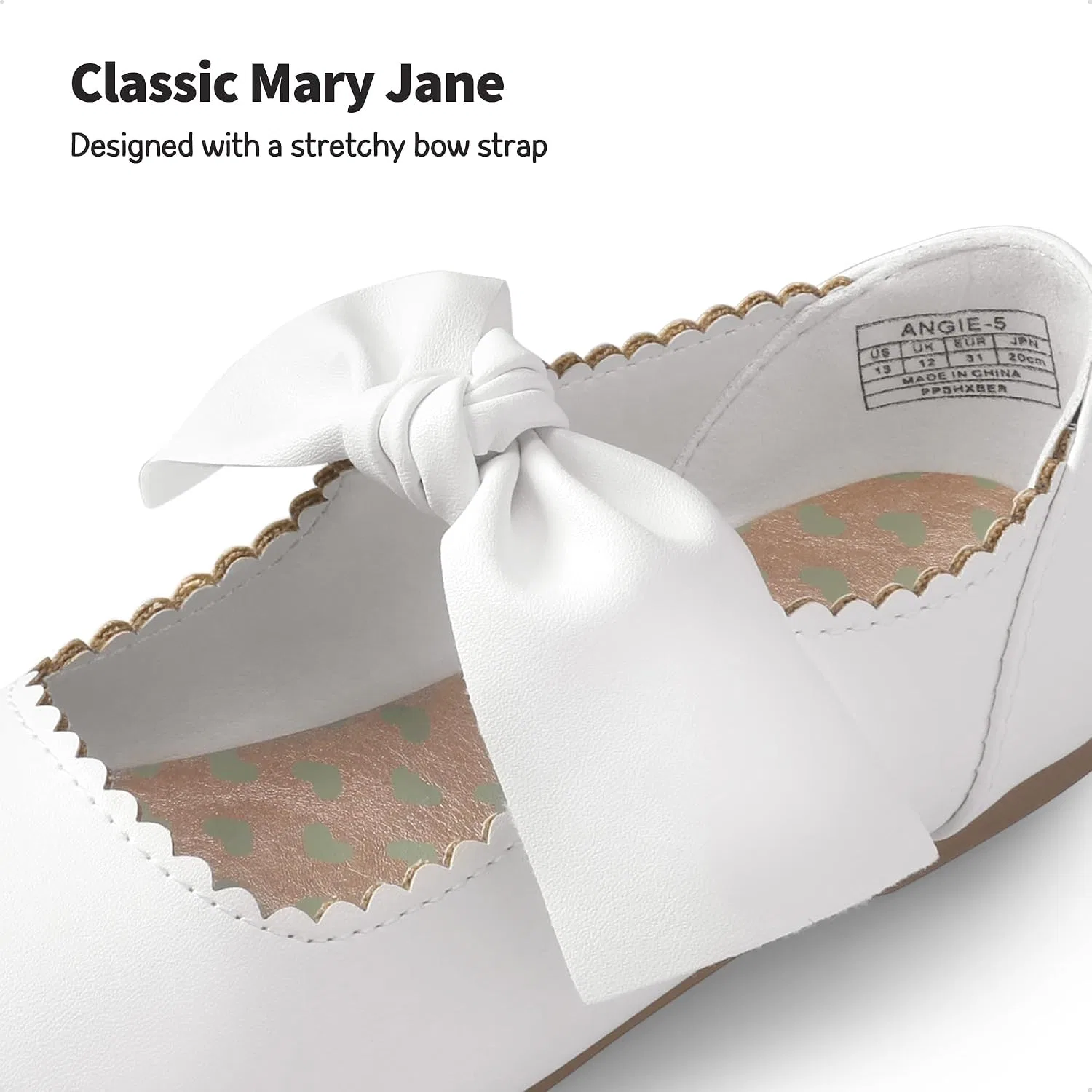 Детские балетки для девочек с бантом Mary Jane DREAM PAIRS, White — фото 4