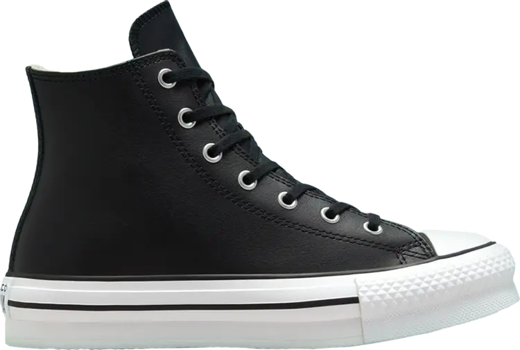 

Кроссовки Converse Chuck Taylor All Star Lift Platform Leather High GS Black Natural Ivory, черный