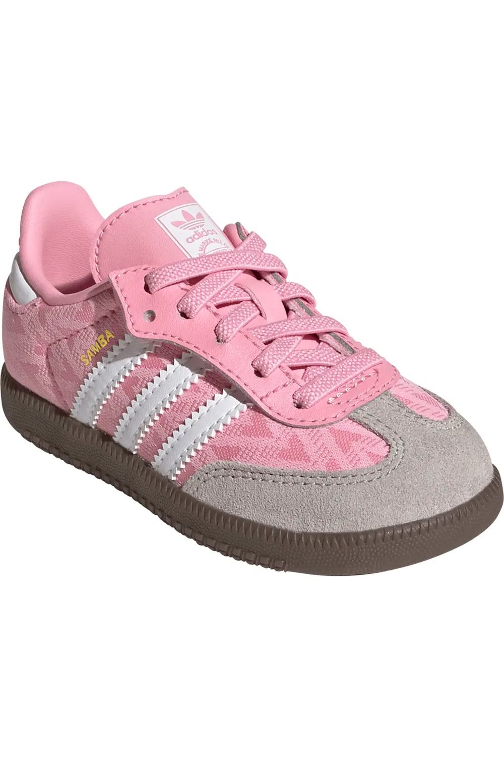 Детские кроссовки на липучке Samba OG adidas, Light Pink/White/Gum