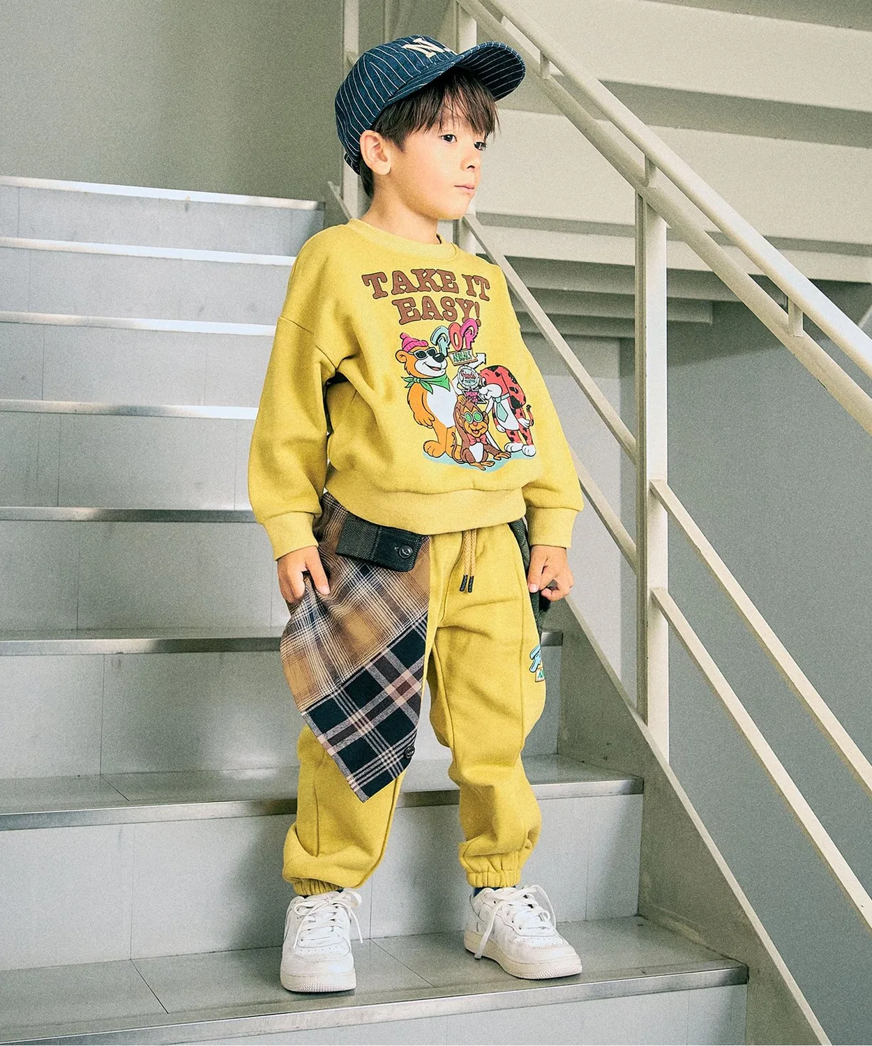 Детская рубашка с длинным рукавом в клетку, модель Remake Style Check Long Sleeve Shirt F.O.KIDS, Rainbow — фото 2