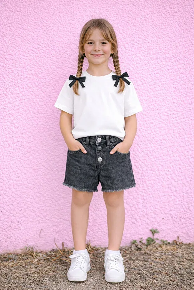 Детские шорты для девочек джинсовые Kinora Kids, Black