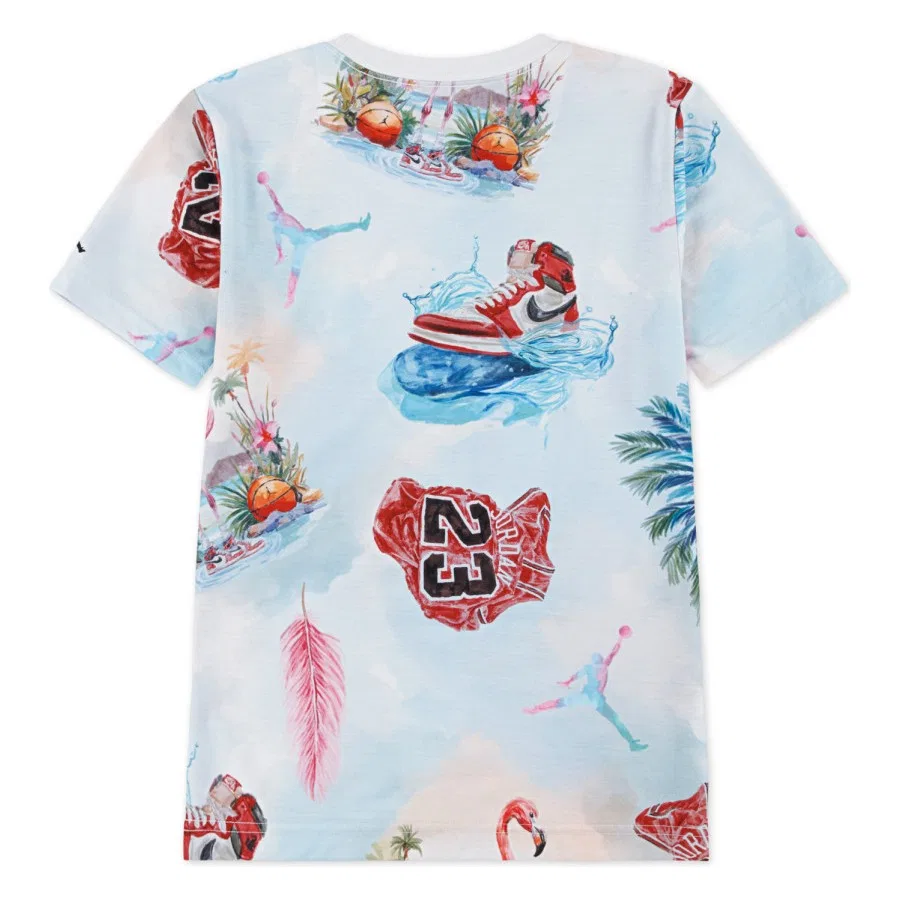 Детская футболка с принтом Jordan Flamingo AOP SS Tee Nike, Белый — фото 3