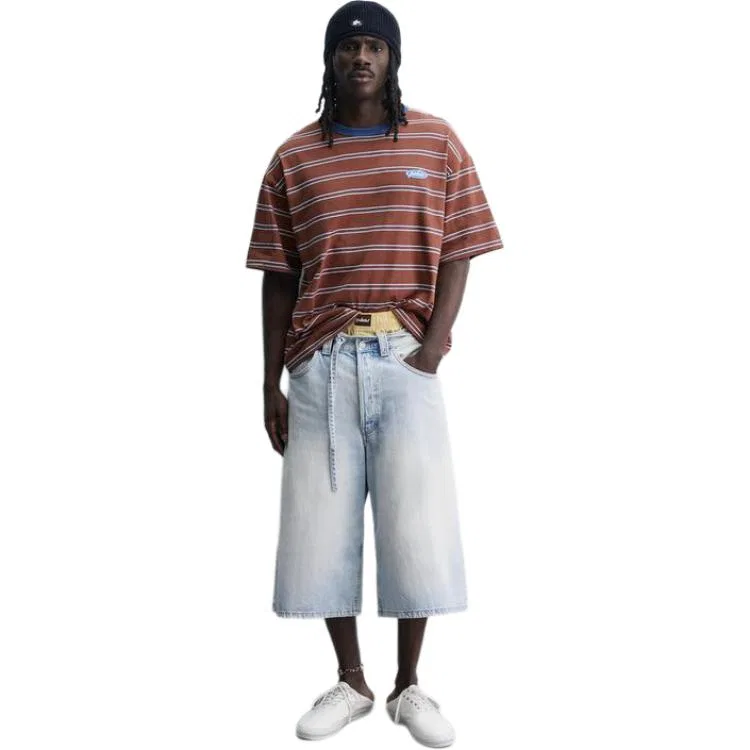 Мужская футболка с круглым вырезом Brown/White/Blue ZARA, Brown/White/Blue — фото 3