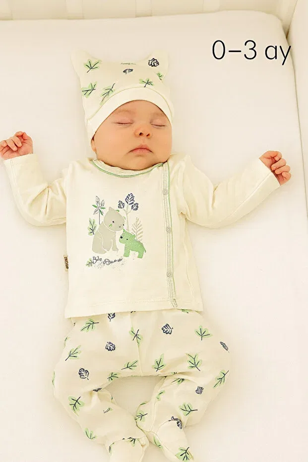 Детский комплект одежды для новорожденных хлопковый Myzi Store, Green On Cream