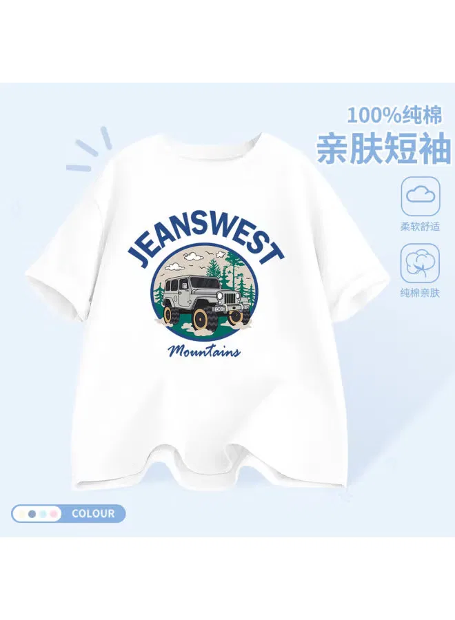 Футболка с принтом для мальчиков хлопковая Jeanswest, белый — фото 2