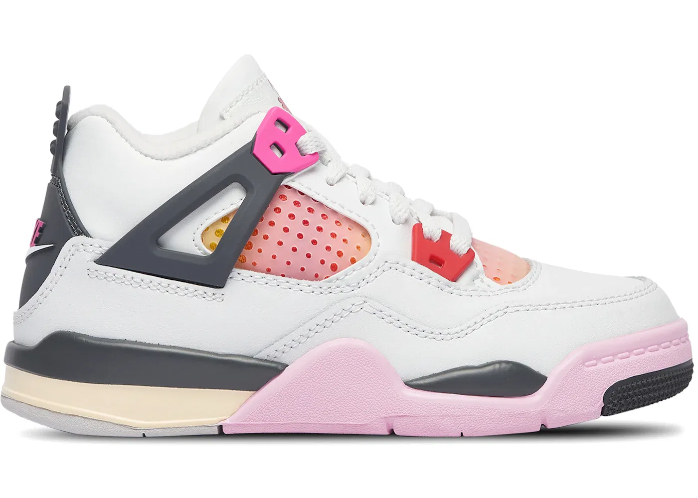 Детские кроссовки Lifestyle Jordan 4 Retro Comic (PS) Jordan, Off White/Anthracite/Neutral Grey/Fire Pink/Light Arctic Pink/Muslin