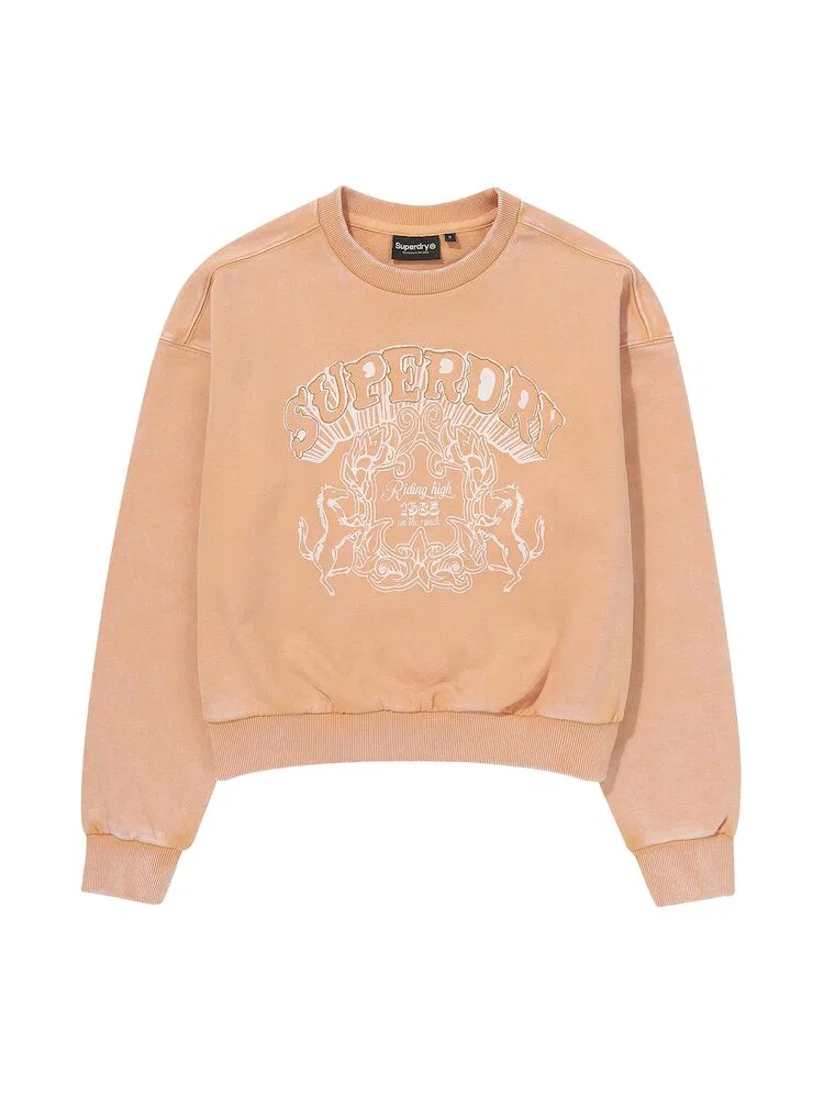Свитшот женский с винтажной стиркой, W Vintage Washed Crop Sweatshirt SUPERDRY, Light Orange — фото 3