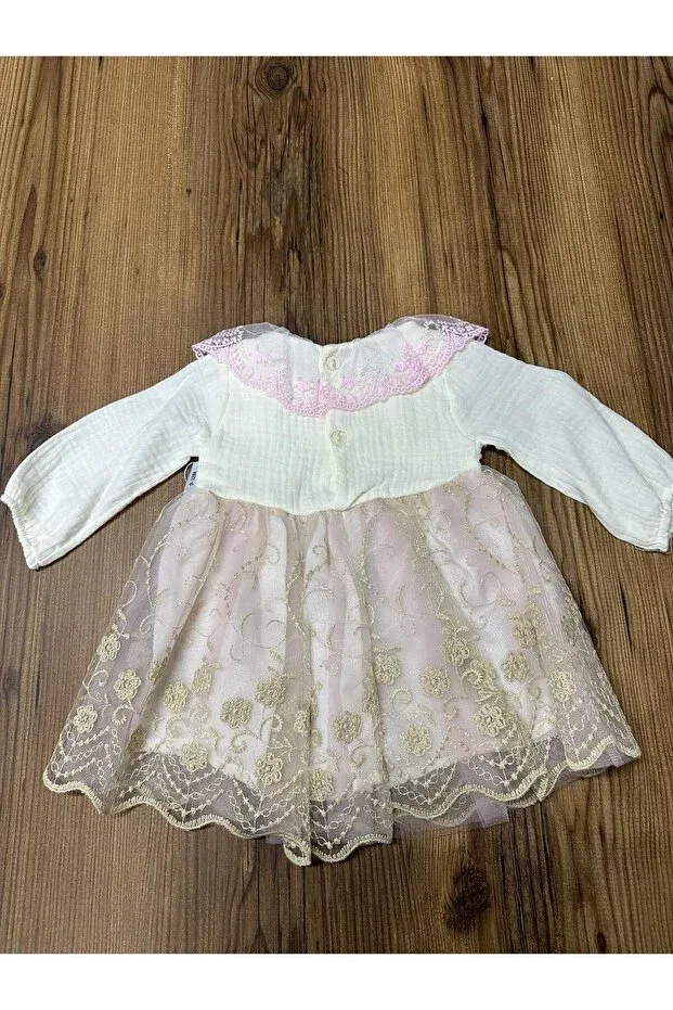 Детское платье для девочек с вышивкой Uslukids, Beige