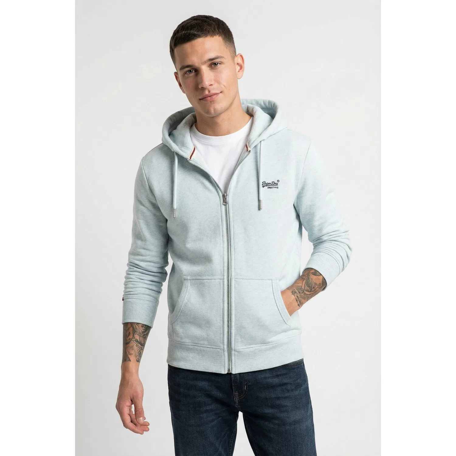 Мужской свитшот с капюшоном на молнии Superdry, Icy Blue Marl