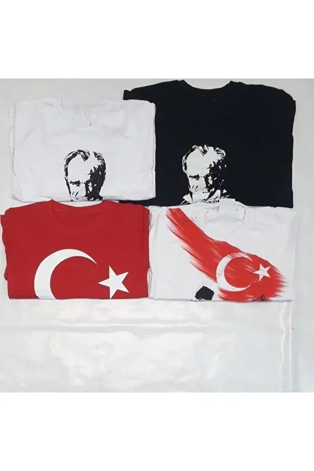 Детская футболка с принтом для девочек Unisex Children Ataturk & Signature Printed Long Ko Generic Brands, White — фото 4