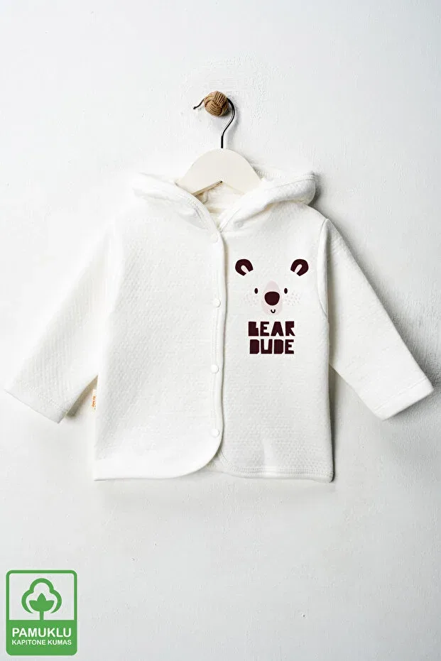 Детский кардиган с принтом Bear Dude Miniel, Ecru