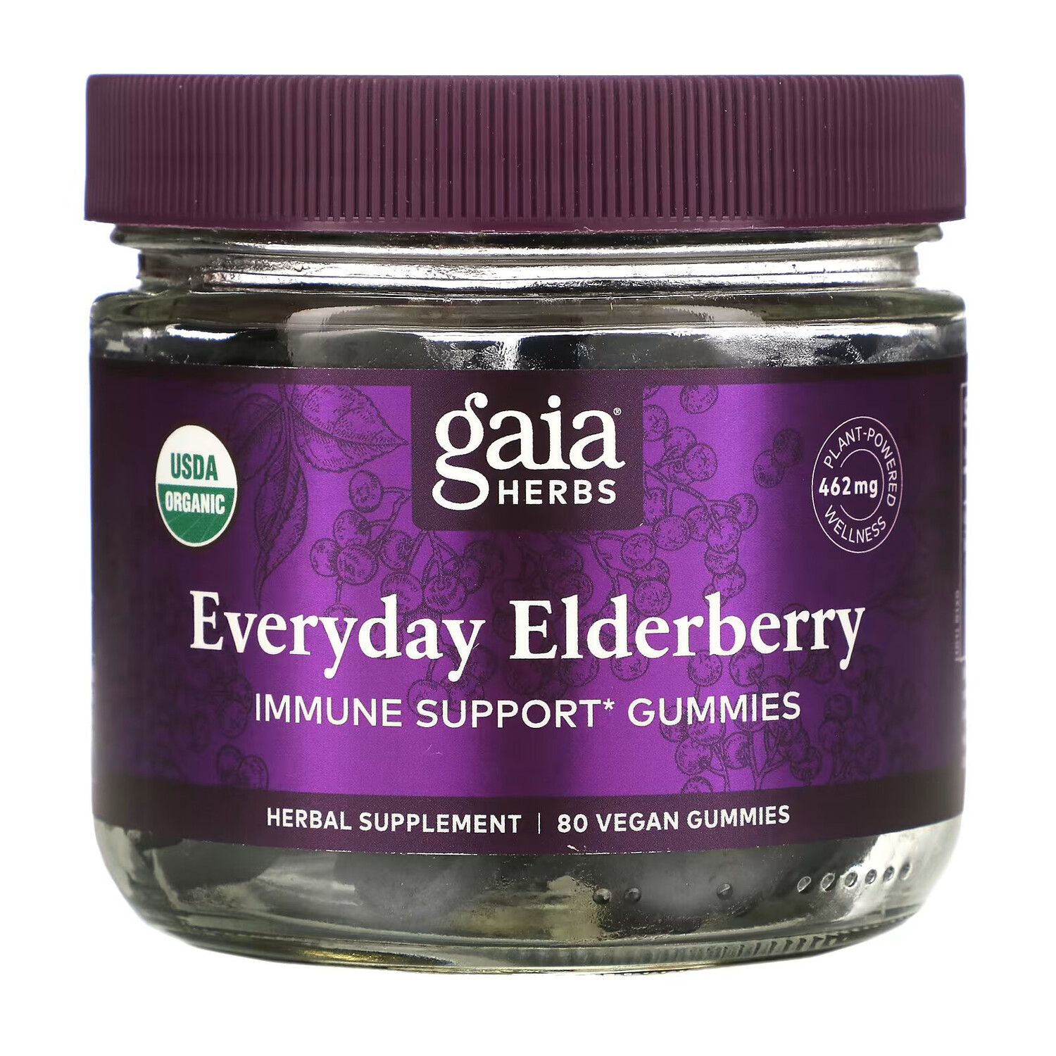 

Gaia Herbs, Ежедневные жевательные мармеладки для поддержки иммунитета бузины, 80 веганских жевательных конфет