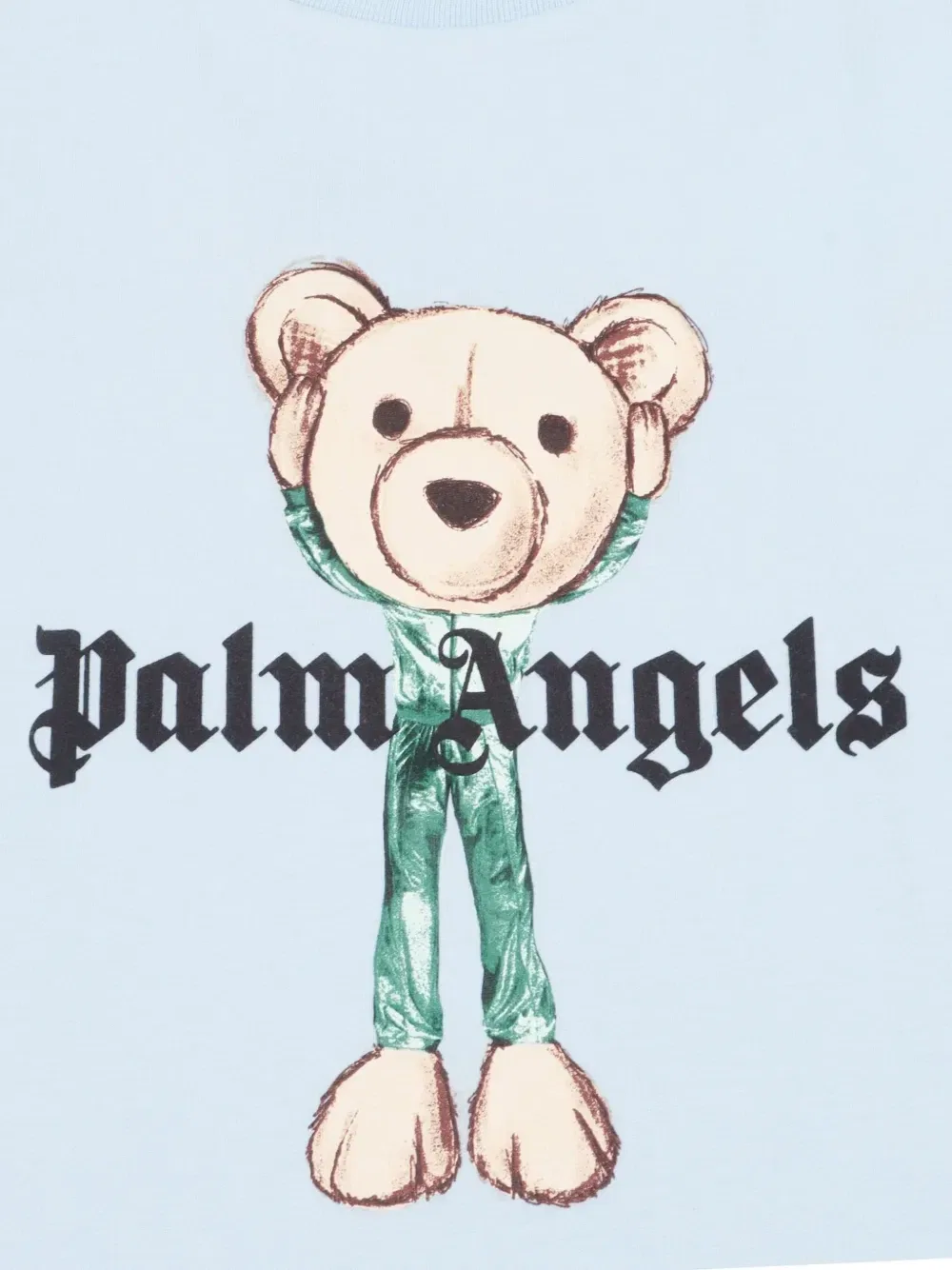 Футболка с принтом медведя Palm Angels Kids, синий — фото 3