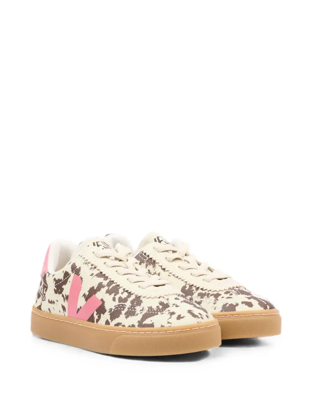 Кроссовки Volley из кожи с коровьим принтом Veja Kids, бежевый — фото 3