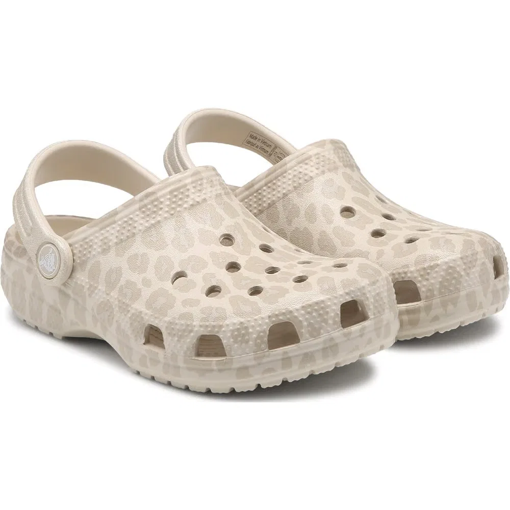 Детские классические сабо с графическим рисунком Crocs, Natural Leopard