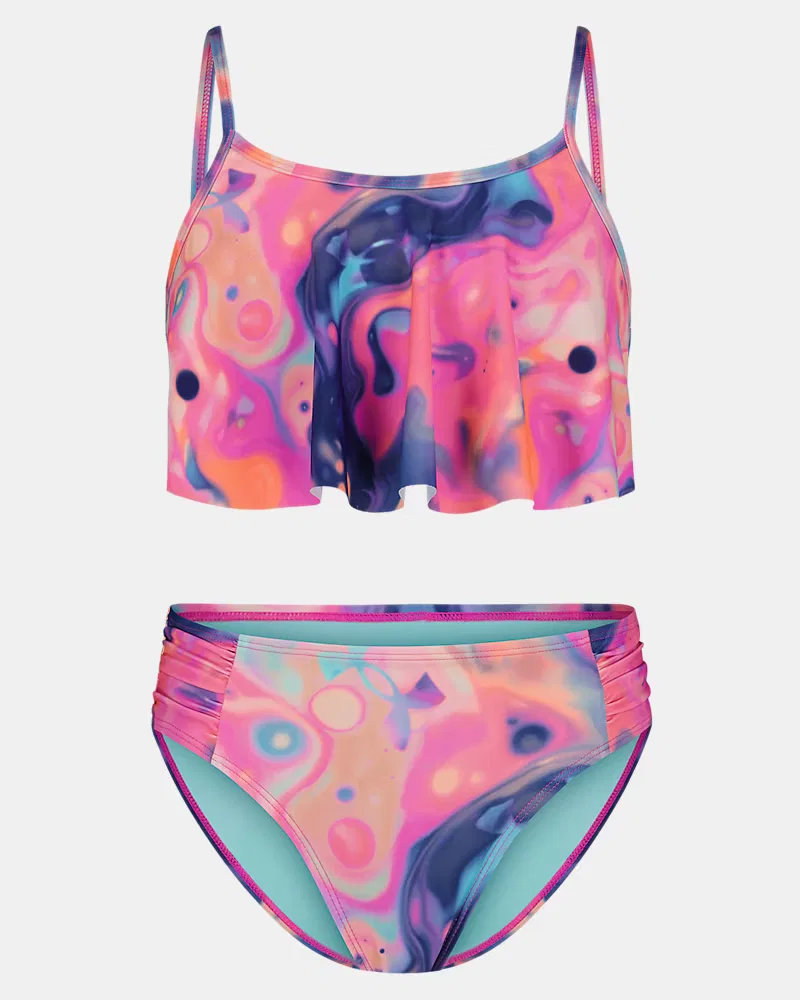 Раздельный купальник с защитой UPF 30, комплект из 2 предметов, модель UA Mixed In Bikini UnderArmour, Bittersweet Pink/Neo Turquoise