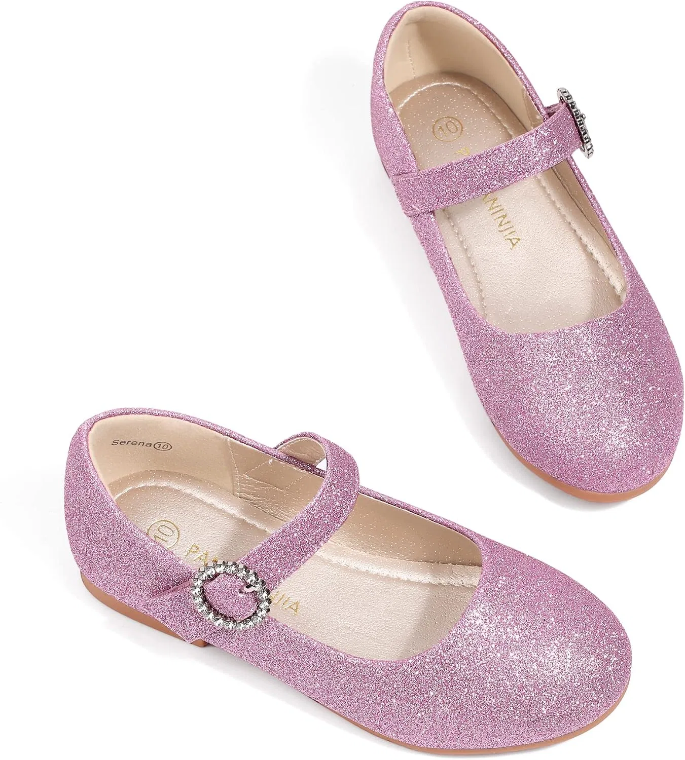 Детские туфли для девочек со стразами Mary Jane PANDANINJIA, Purple Glitter — фото 4