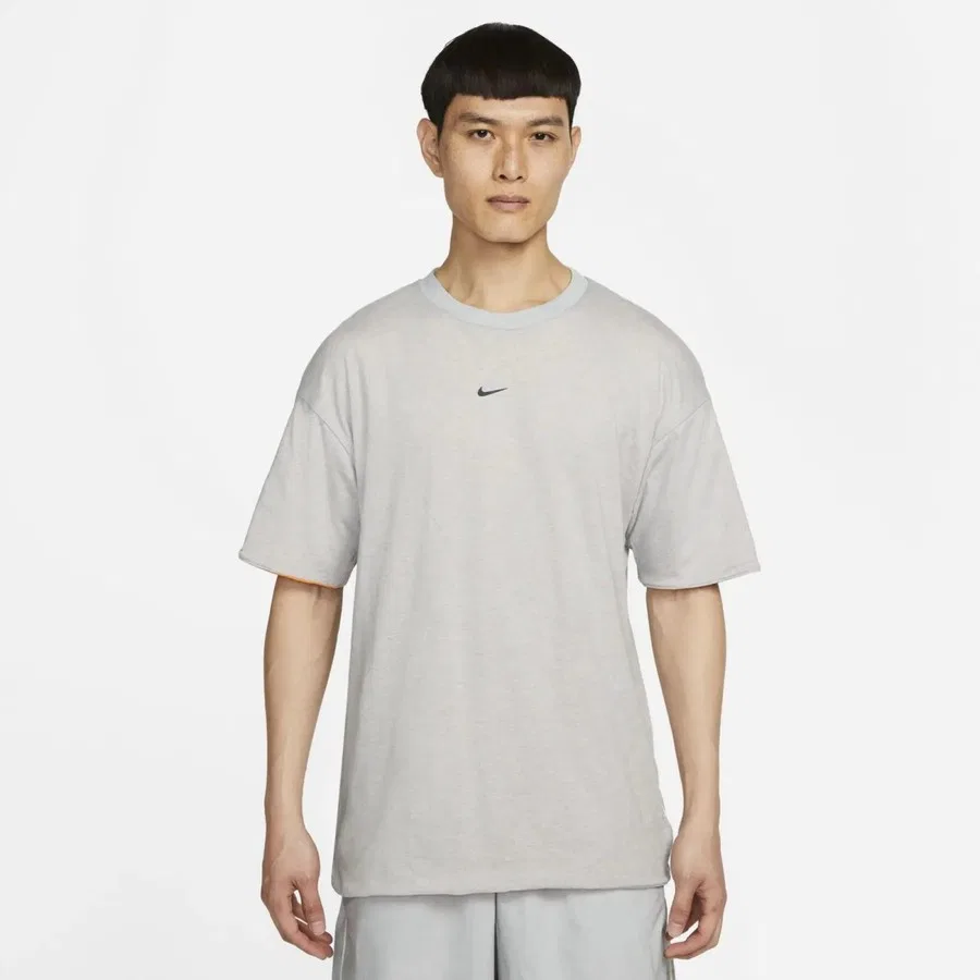 Футболка спортивная двусторонняя с коротким рукавом свободного кроя Reversible Short-Sleeve Nike, Оранжево-серый