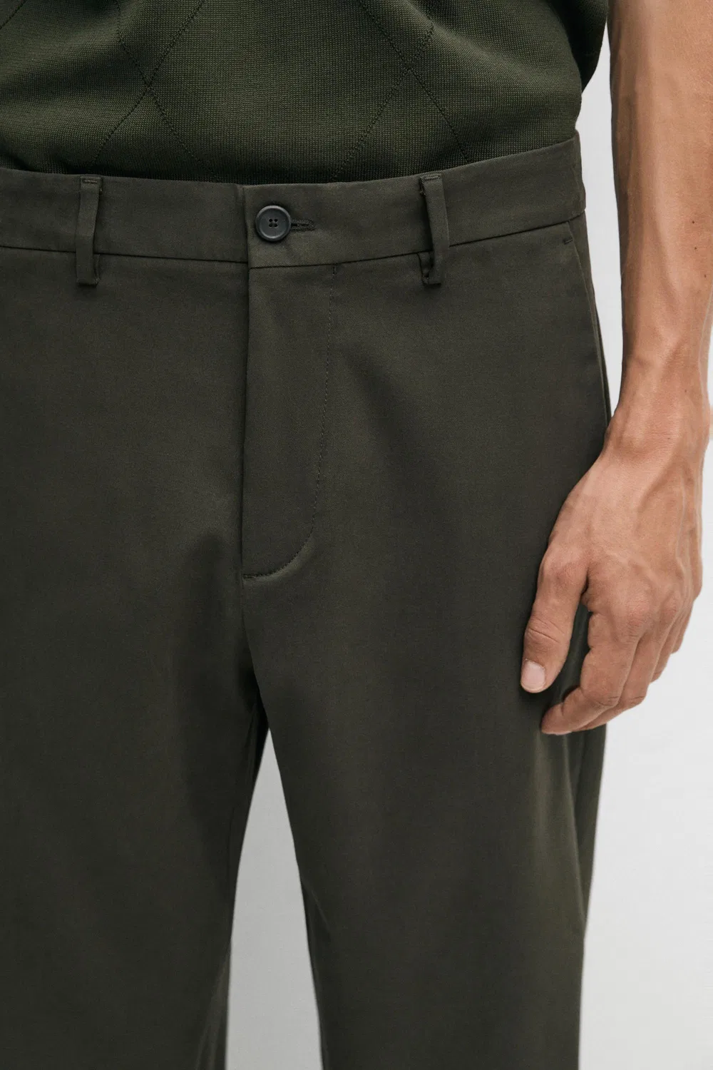 Брюки Massimo Dutti, узкие, хаки — фото 4