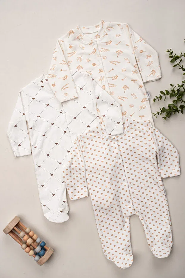 Детский комплект комбинезонов для новорожденных с принтом Basics Defne Lina Baby, Ecru — фото 2