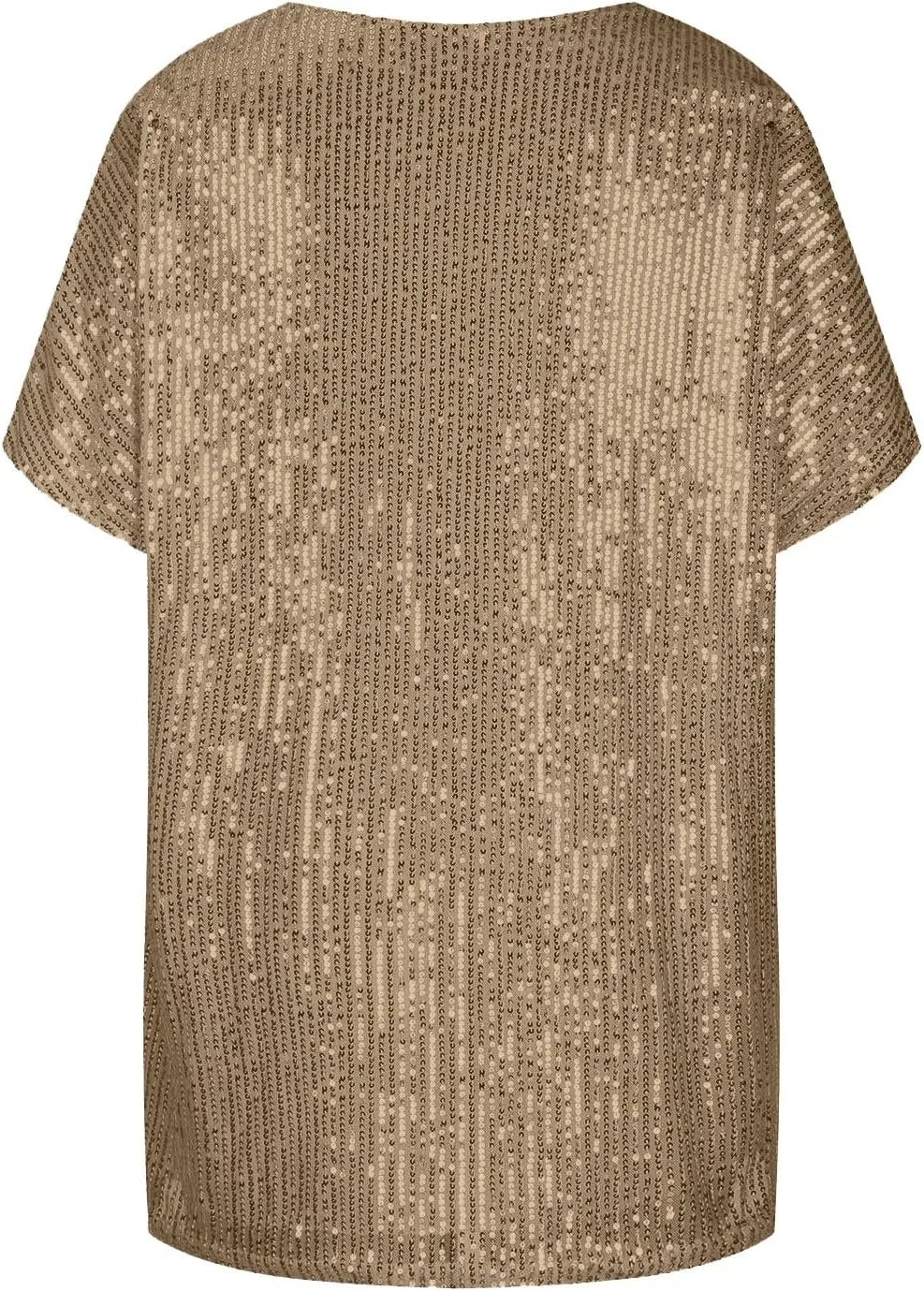 Женская свободная футболка с V-образным вырезом с блестками Oversized, Gold — фото 4