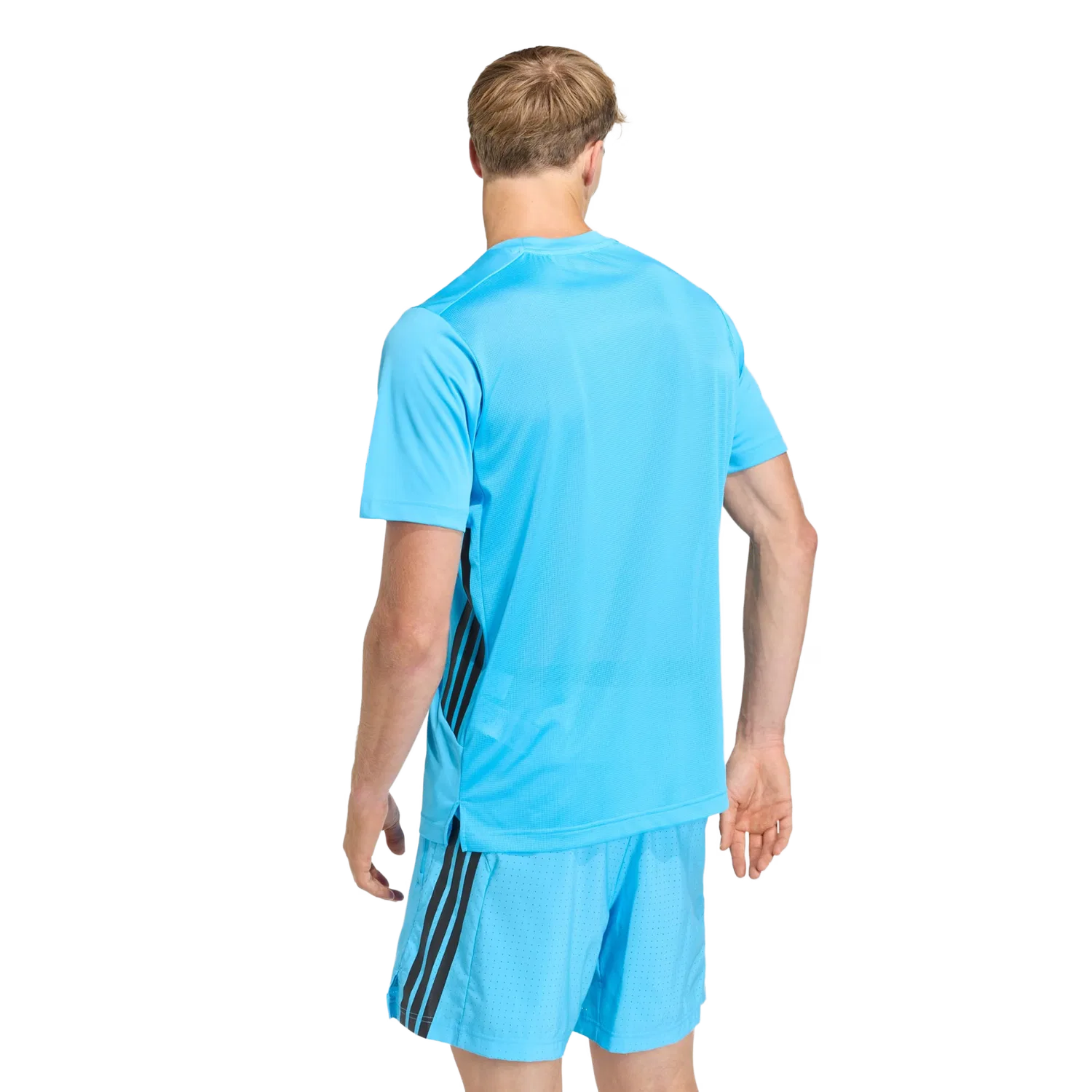 Мужская спортивная футболка с тремя полосками Adidas, синий — фото 3