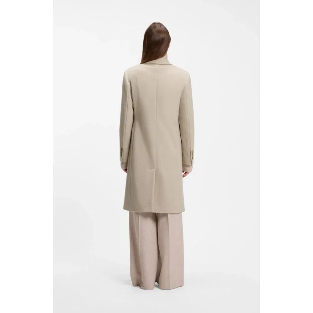 Женское шерстяное пальто однобортное с пиджачными лацканами BOSS, White — фото 4
