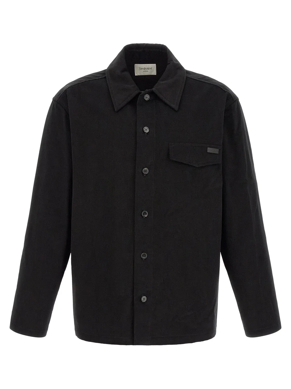 Хлопковая рубашка-куртка SAINT LAURENT, черный