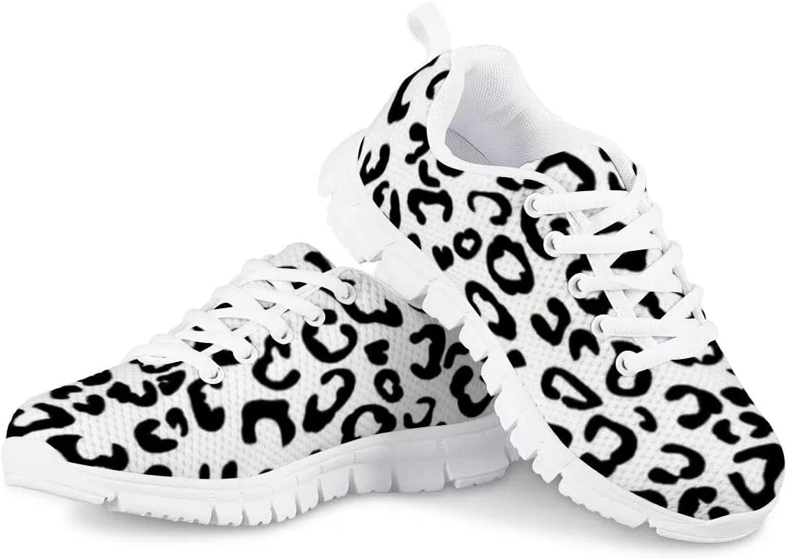 Детские кроссовки для девочек с принтом PinUp Angel Kid Girls Running Sports Sneakers Cute Casual Leopard/Floral Print Walking Shoes PinUp Angel, White Leopard