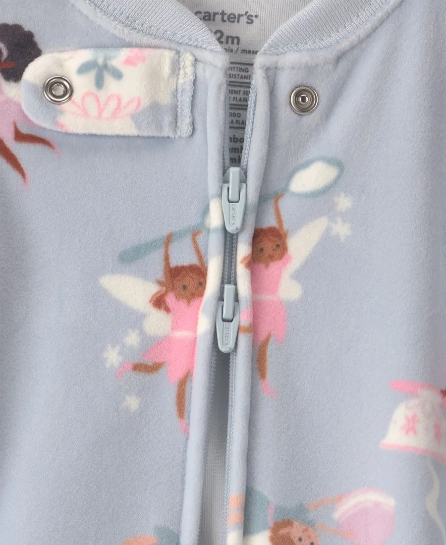 Пижама-слип с ножками DreamPlush с застежкой-молнией 2-way, модель Fairies Carter's, Blue — фото 3