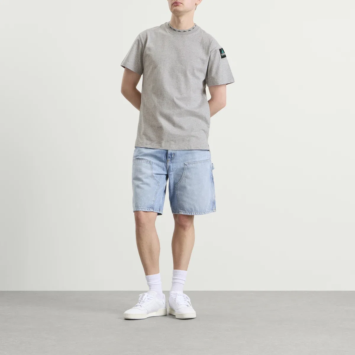 Футболка хлопковая с принтом No Wash Logo Adidas, Medium Grey Heather — фото 4