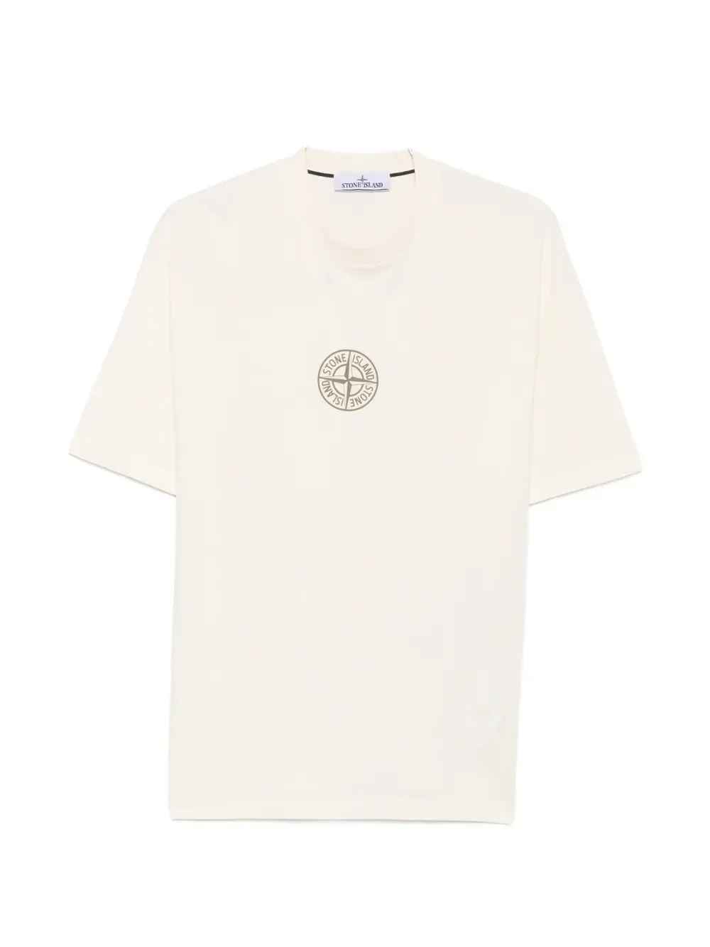 Футболка из хлопка с логотипом Stone Island, бежевый
