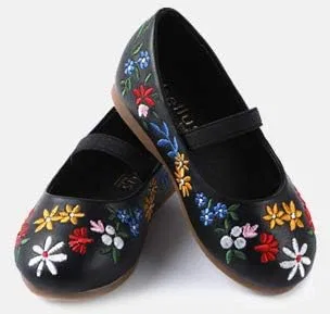 Детские туфли-балетки Мэри Джейн для девочек ContiKids, Floral Black — фото 2
