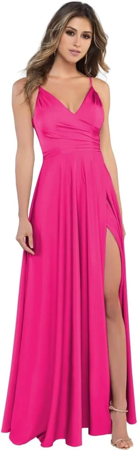 Женское вечернее платье A-силуэта с разрезом, Fuchsia