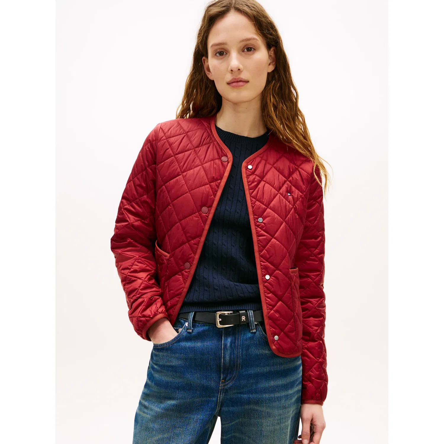 Женская стеганая куртка средней длины Tommy Hilfiger, Liberty Red