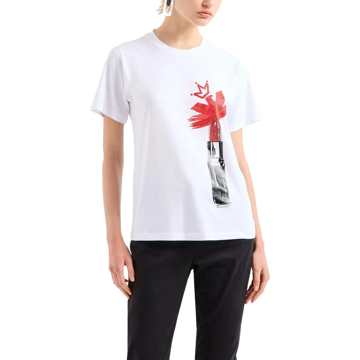 Футболка с графическим принтом из хлопка, Emporio Armani, White — фото 4