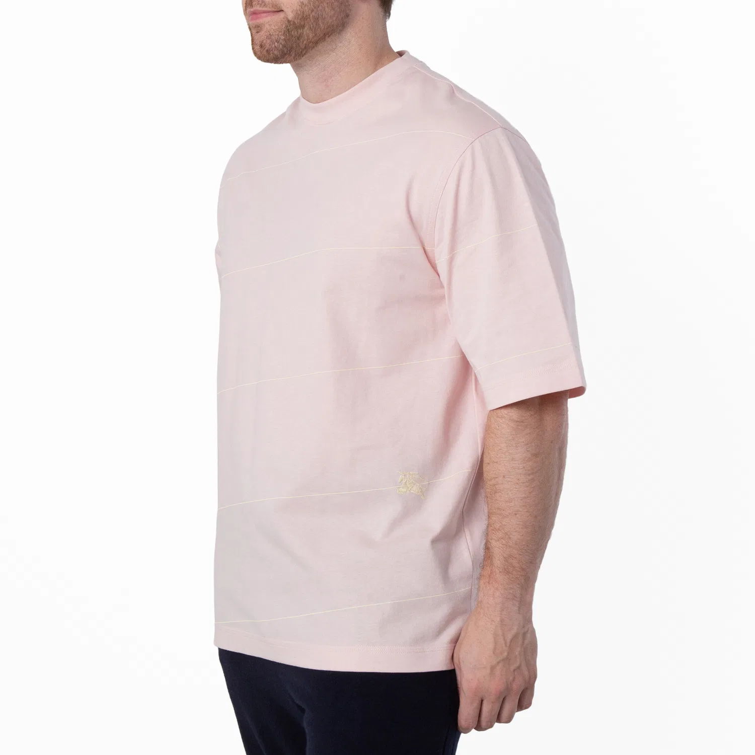 Футболка с коротким рукавом и полосатым принтом Men's Cameo EKD Logo Embroidered Striped T-Shirt Burberry, Cameo — фото 2