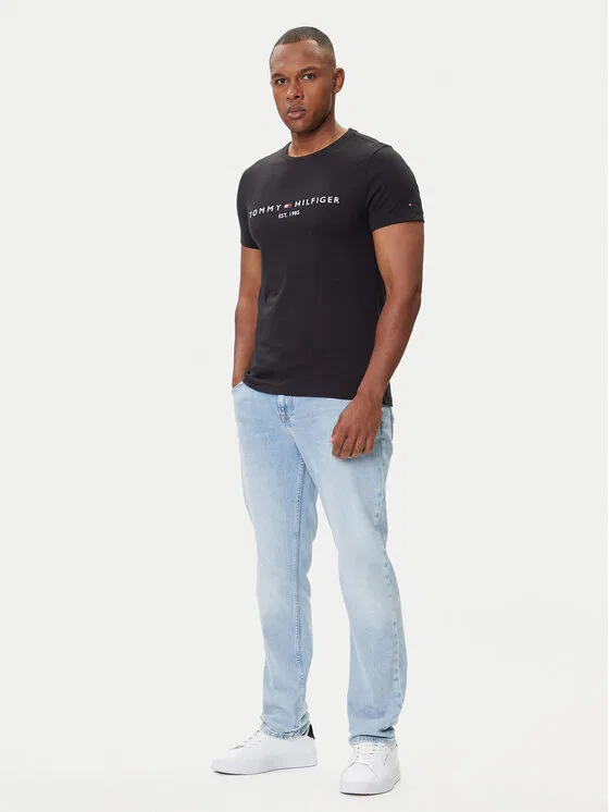 Футболка slim fit Core Logo Tee Tommy Hilfiger, черный — фото 2