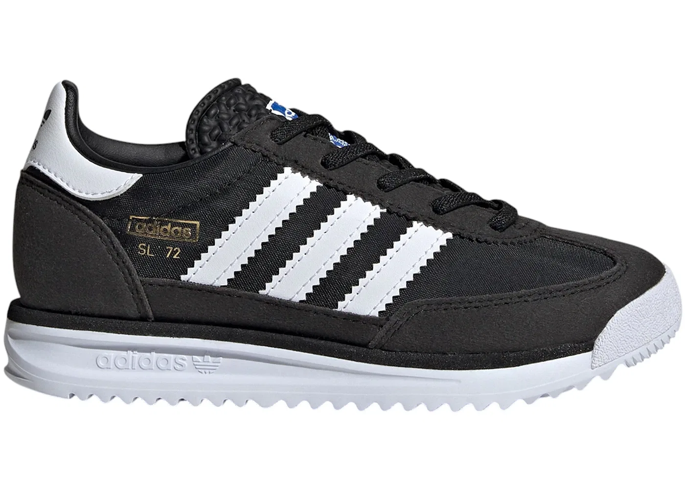Детские кроссовки с эластичными шнурками Adidas SL 72 RS Elastic Laces, Core Black/Cloud White/Blue