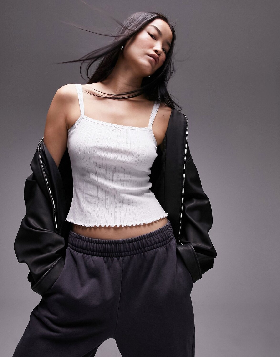 

Топ Topshop Square-neck With Lace Trim, белый