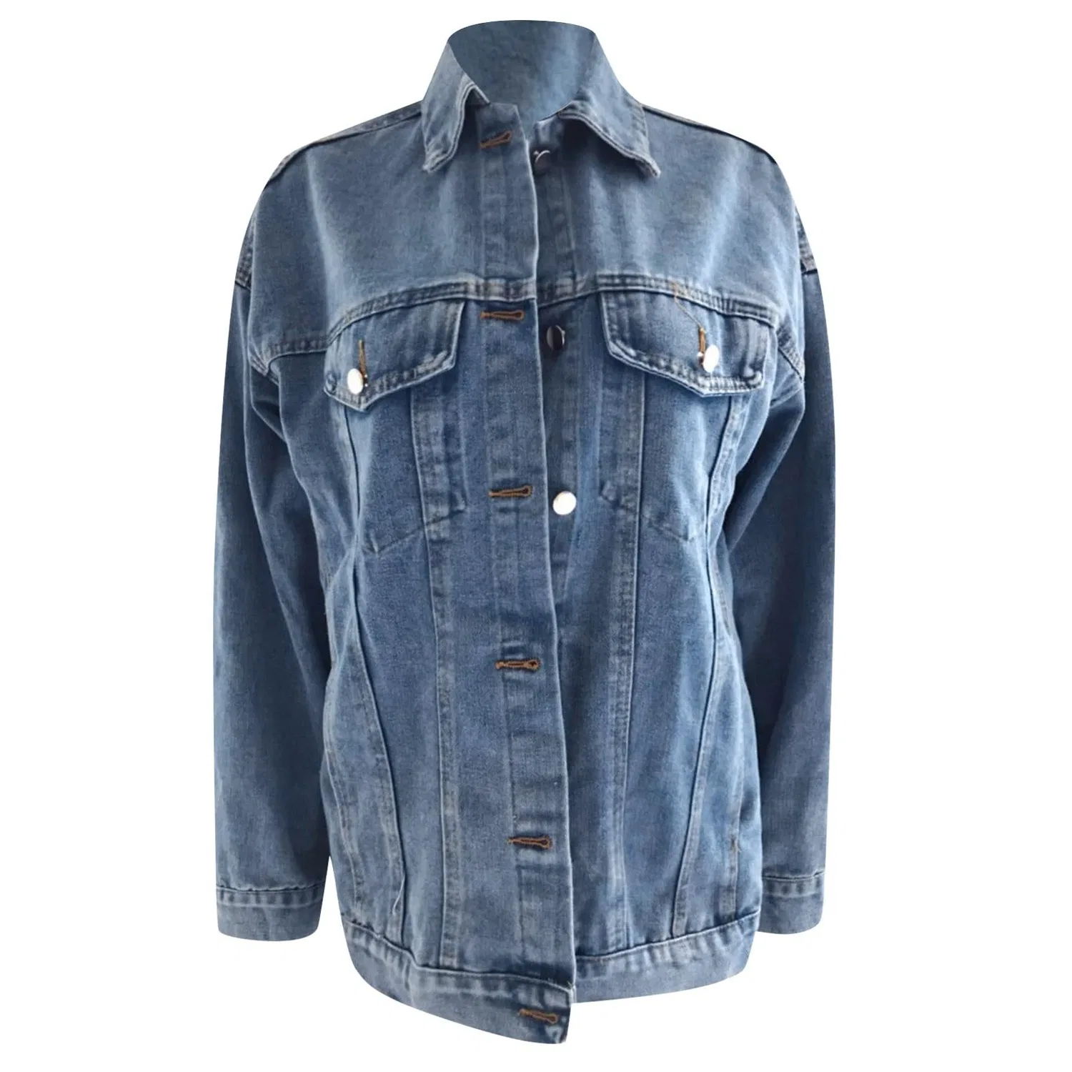 Женская джинсовая куртка оверсайз Vintage Denim Button Down, Blu — фото 2