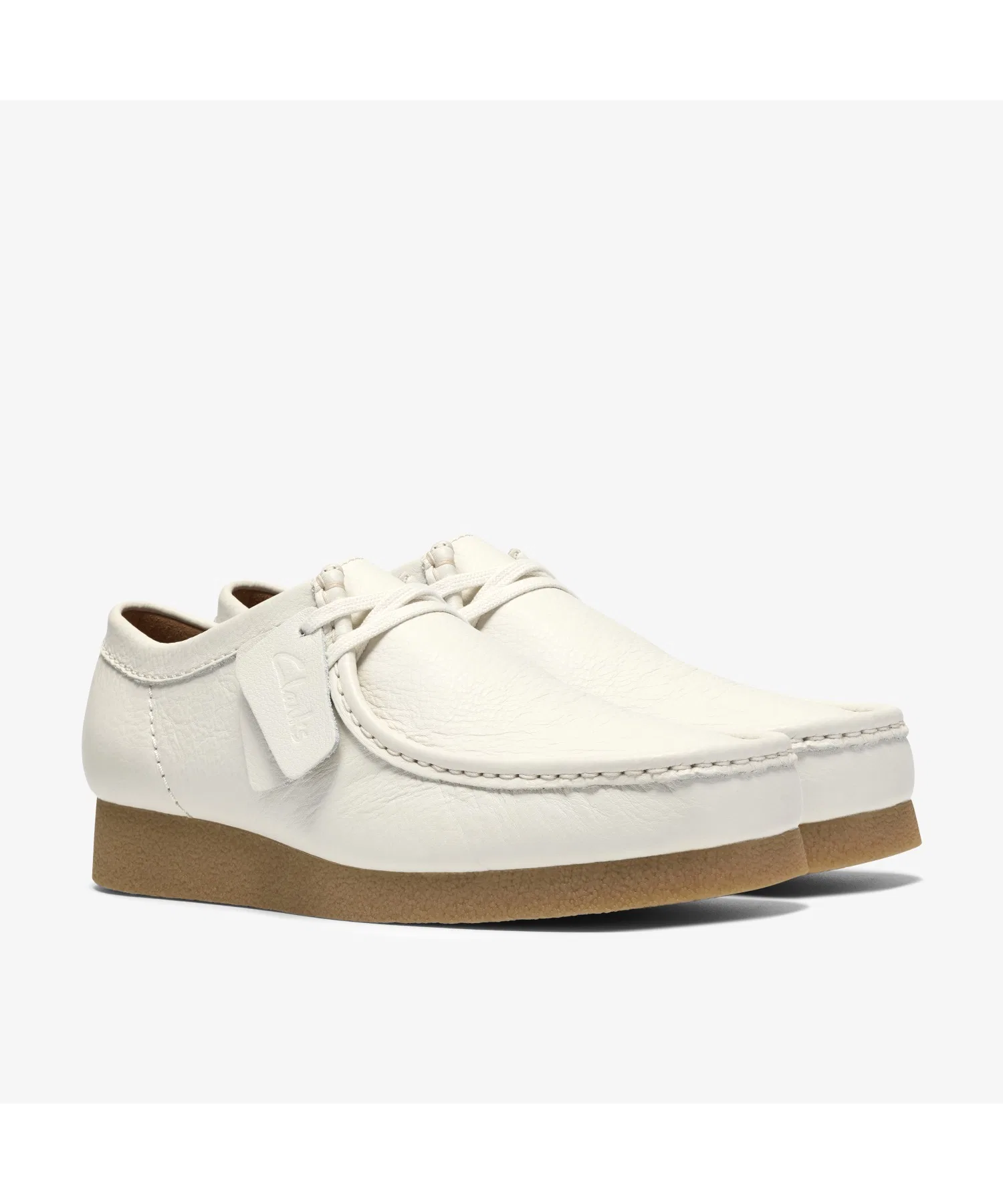 Мужские мокасины из натуральной кожи Clarks Wallabee EVO белые — фото 4