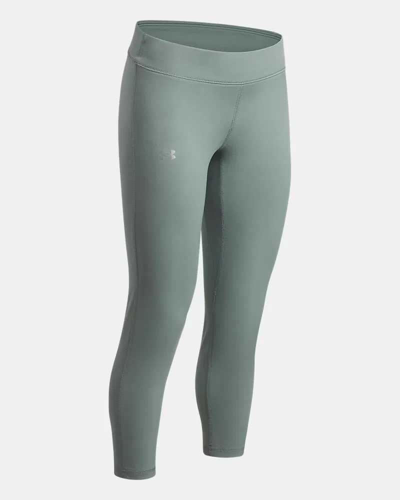 Леггинсы детские укороченные 51 см влагоотводящие UA Movement UnderArmour, Silica Green/Metallic Silver — фото 3