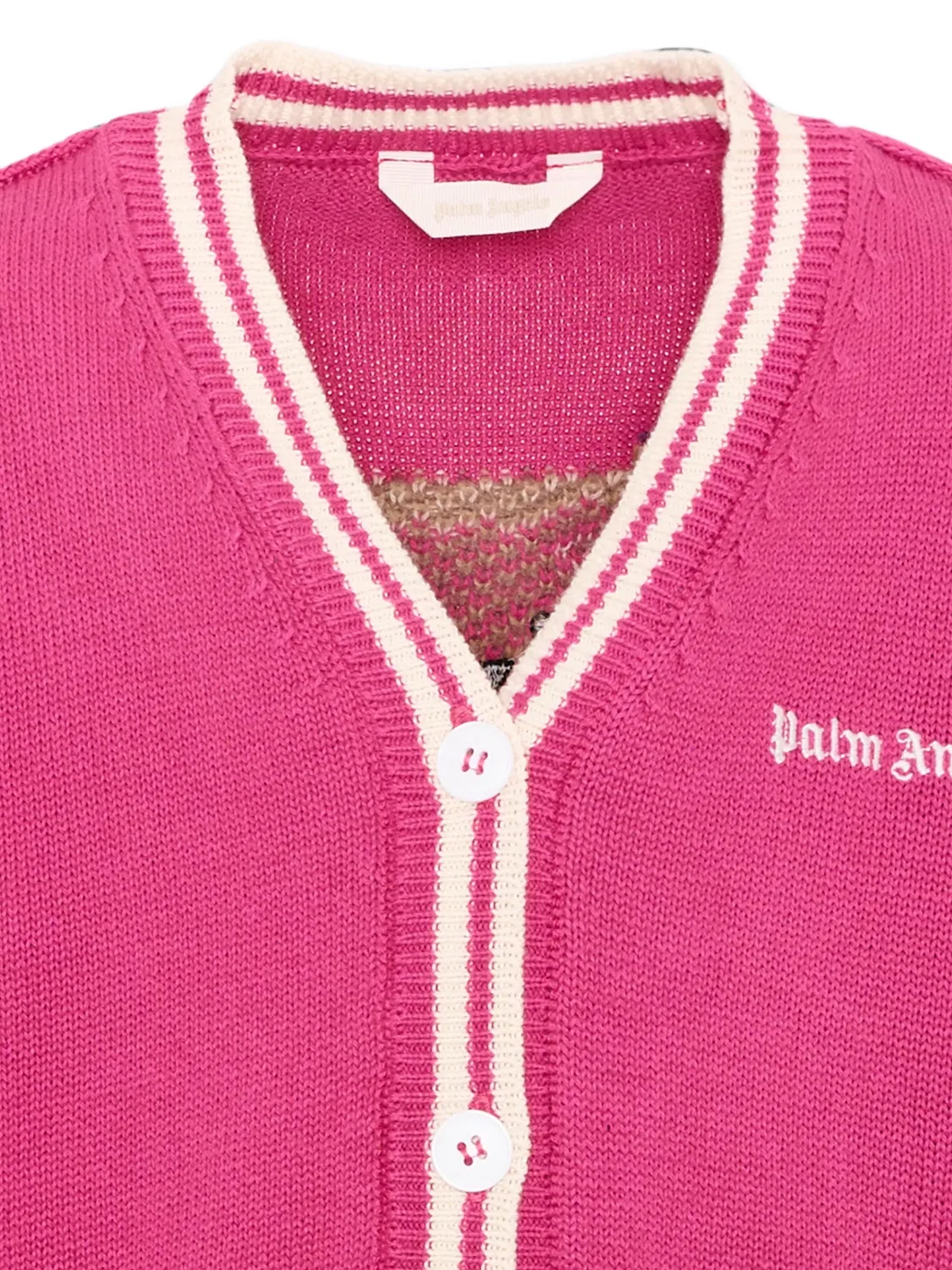 Кардиган с вышитым логотипом Palm Angels Kids, розовый — фото 3