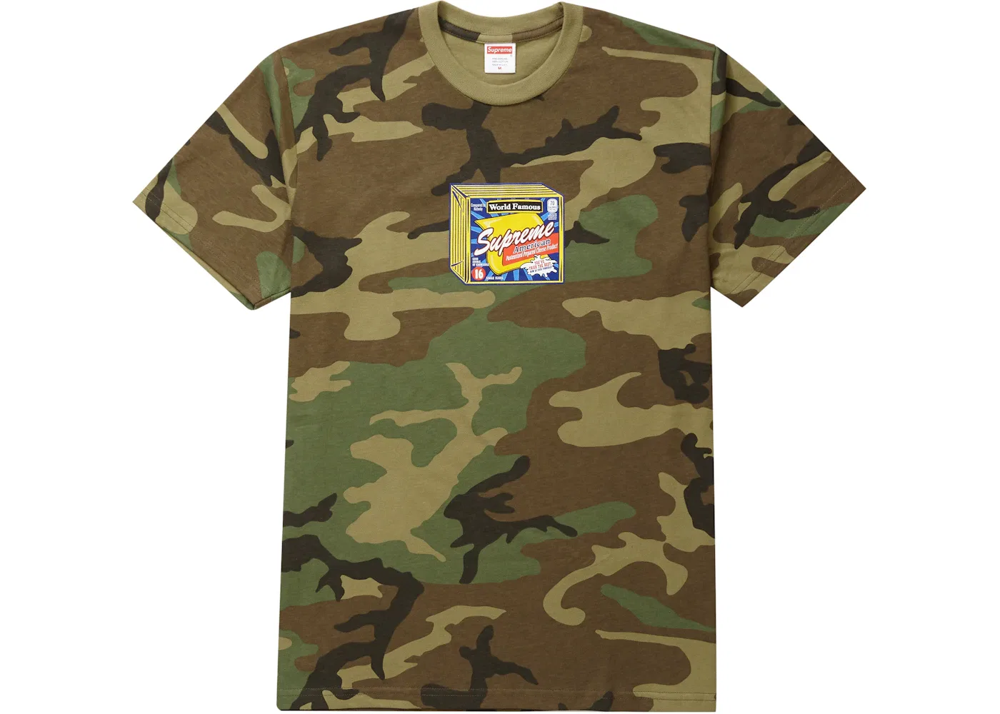 Мужская футболка с принтом Supreme Cheese Tee Woodland Camo