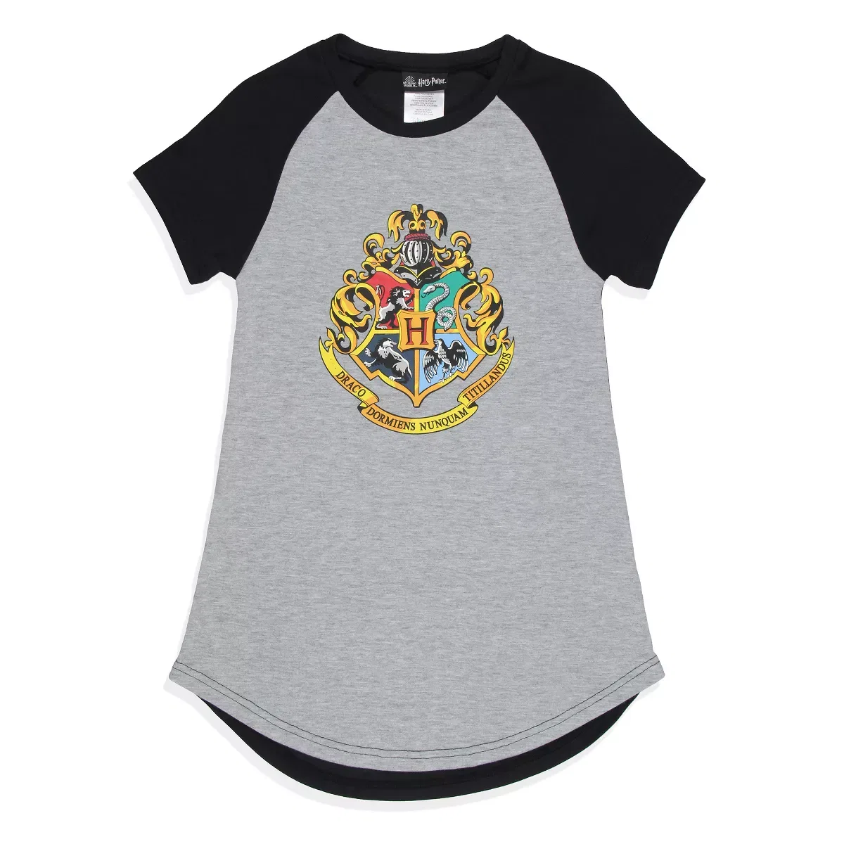 Детская ночная рубашка для девочек с принтом Hogwarts Castle Crest Harry Potter, Grey — фото 2