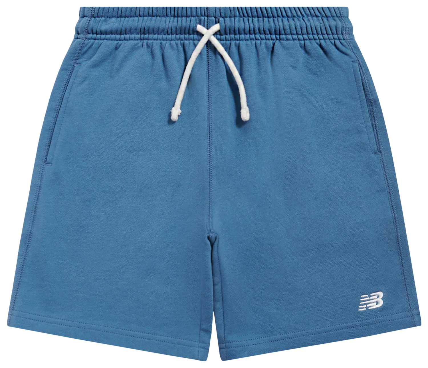 Детские шорты для мальчиков из мягкого футера с кулиской French Terry Fleece Short New Balance, белый/синий — фото 4