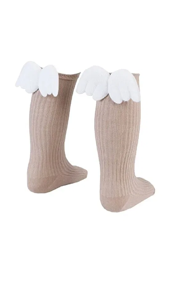 Детские носки для девочек с рисунком Angel Winged Knee Socks Melekpare, Nude Color