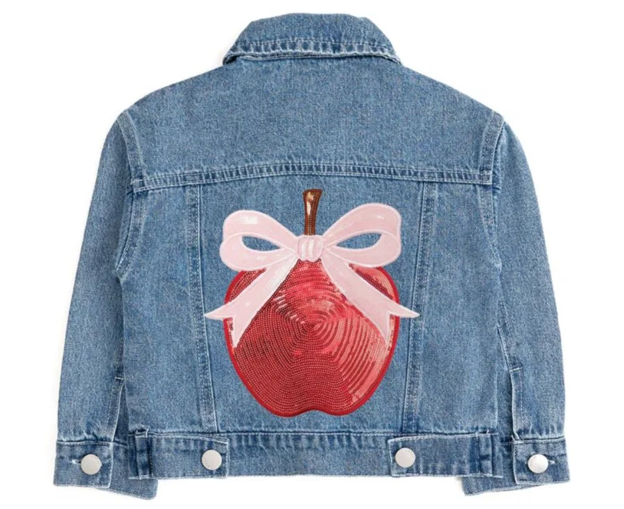 Джинсовая куртка с аппликацией Apple Bow Sequin Patch Sweet Wink, Denim — фото 4